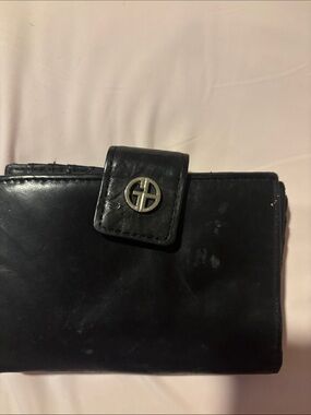 Giani Bernini Black Leather Wallet with Silver Tone Logo